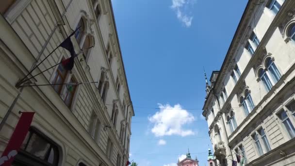 Ulice Centrum Miasta Lublanie Stolicy Największego Miasta Słowenii 2018 Ludzi — Wideo stockowe