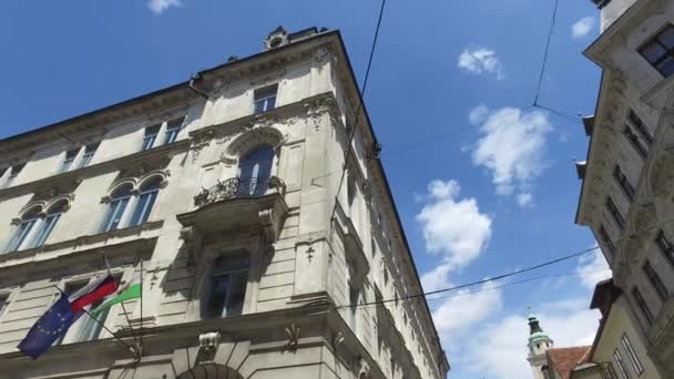 Zentrale Straßen Der Stadt Ljubljana Der Hauptstadt Und Größten Stadt — Stockvideo