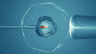 Yapay ya da yardımlı gübreleme hangi gamet Birliği yapay gözlem altında mikroskop, 3d render tarafından yürütülen işlemidir