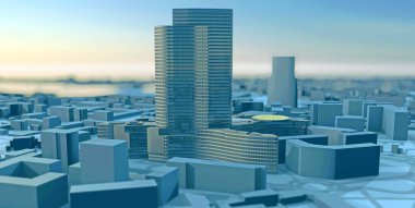 Palazzo Lombardia, Milan, Porta Nuova, gökdelenler. Bölgesel Konseyi, Lombardiya, Lombardy kare şehir merkezinin Lombardia bölgesi. İtalya. 3D render