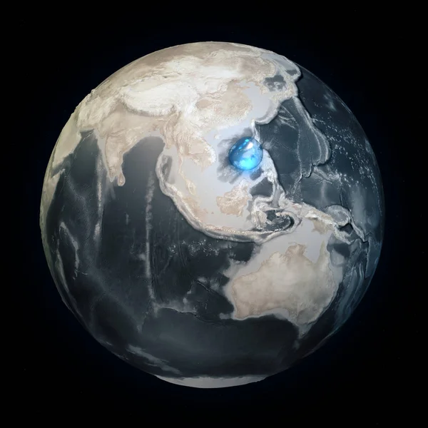Mapa Mundo Sem Água Toda Água Terra Num Lugar Esfera — Fotografia de Stock