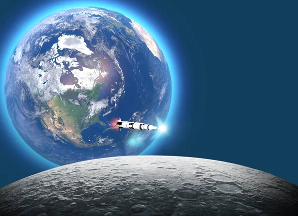 Dob Ból Saturn Rakéta Felé Hold Hold Leszálló Ötvenedik Évfordulója — Stock Fotó
