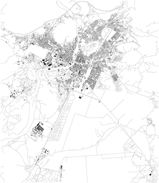 Mapa Satélite Podgorica Capital Maior Cidade Montenegro Ruas Cidade Edifícios — Vetor de Stock