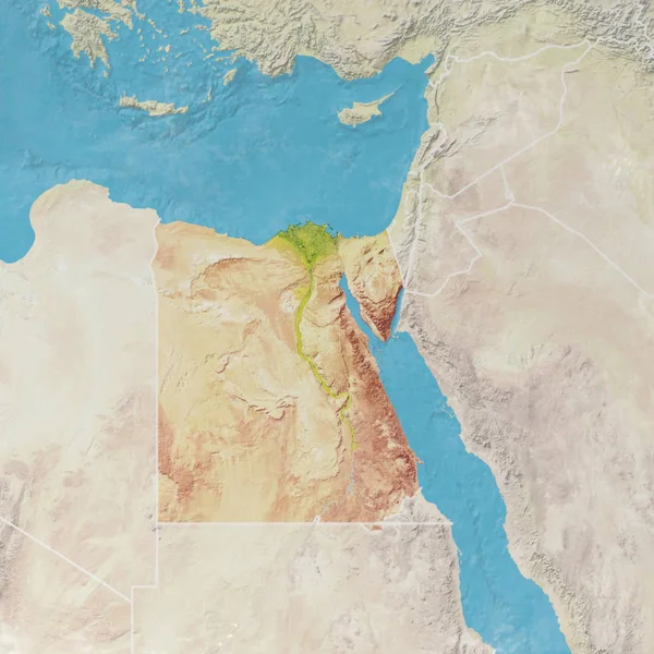 Mapa Físico Com Relevos Egito Mapa Norte África Europa Ásia — Fotografia de Stock