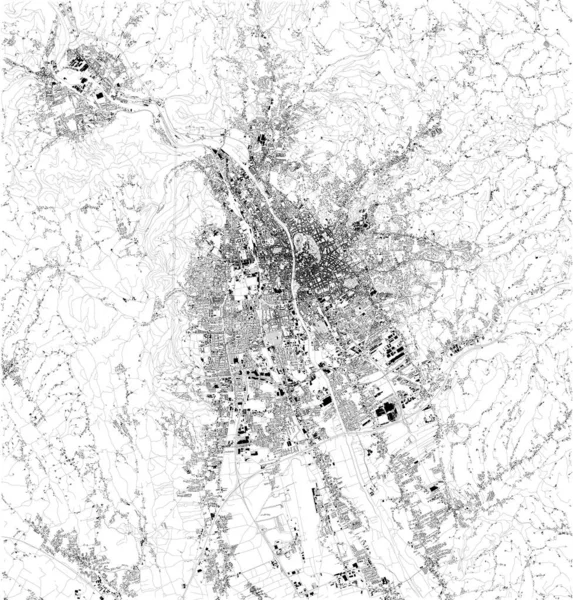 Спутниковая Карта Граца Столица Штирии Второй Величине Город Австрии После — стоковый вектор