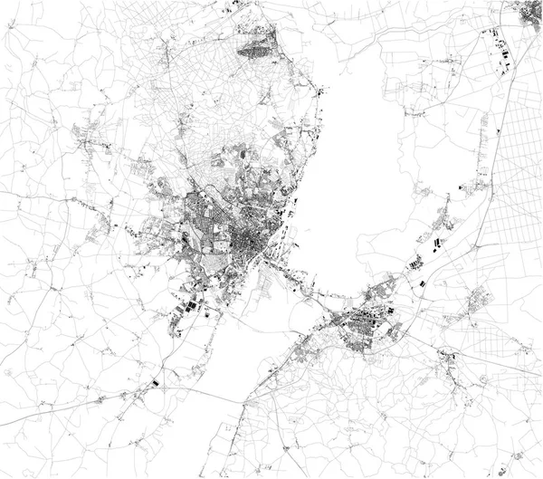 Satellit Karta Över Szczecin Huvudstaden Och Den Största Staden Västpommerns — Stock vektor