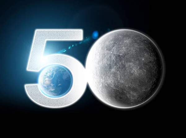 Moon Earth Seen Space Lunar Surface Earth Background 50Th Anniversary — Stock Photo, Image