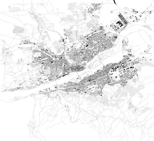 Mapa Satelitarna Krasnojarska Syberii Rosja Jest Miastem Administracyjnym Centrum Krasnojarska — Wektor stockowy