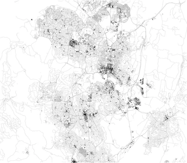 Satellit Karta Över Canberra Staden Huvudstad Australien Kartlägga Gator Och — Stock vektor