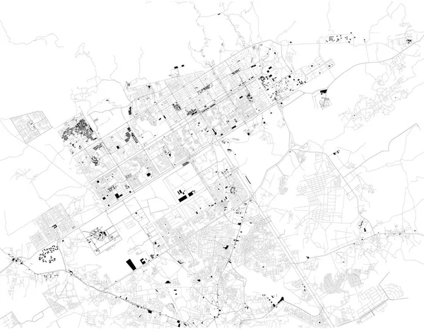 Mapa Satélite Islamabad Capital Pakistán Mapa Calles Edificios Del Centro — Vector de stock