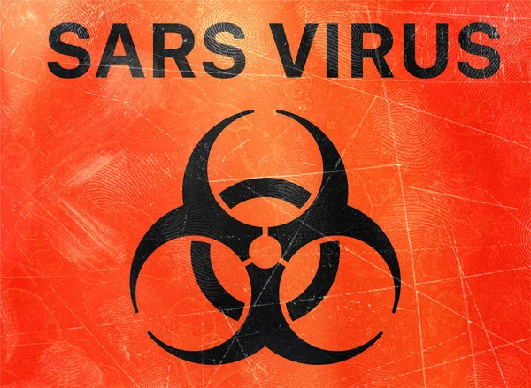 Sars virus. Sign indicating the presence of Biological hazards, biohazards, refer to biological substances that pose a threat to the health of living organisms, primarily that of humans. Viruses and bacteria