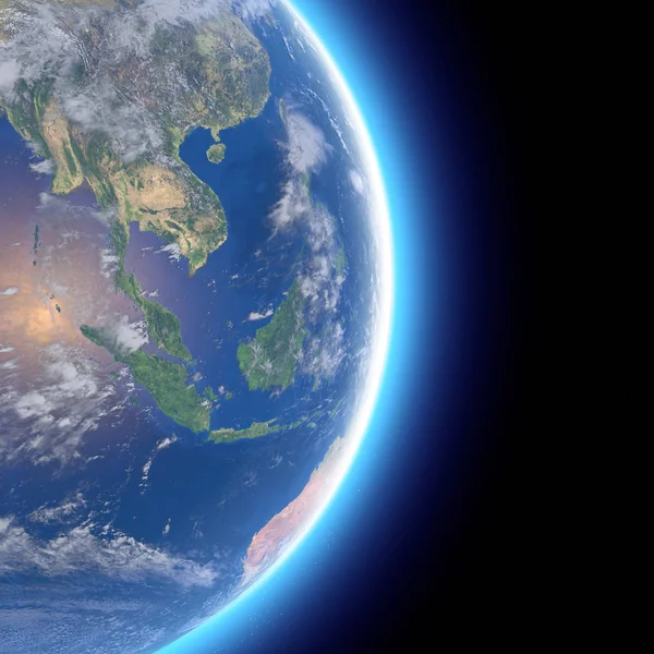 Фізична Мапа Світу Вигляд Супутника Південно Східної Азії Індонезія Глобус — стокове фото