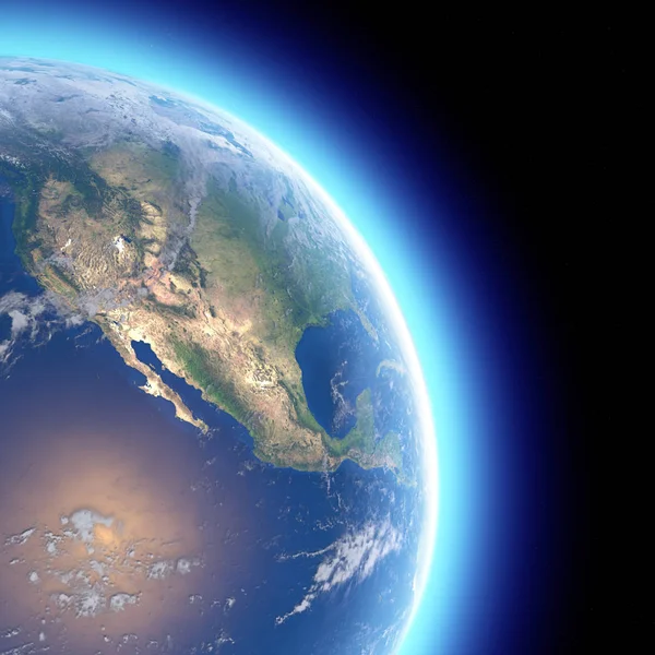 Фізична Мапа Світу Вид Супутник Північної Центральної Америки Всьому Світу — стокове фото