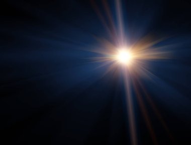 Işıklar ve yıldızlar geceleyin. Lens kırılma etkisi. Gökyüzündeki yıldızlar. Gök cisimlerini, yeni güneş sistemlerini gözlemleyin. Gezegen. Bilim kurgu arka plan