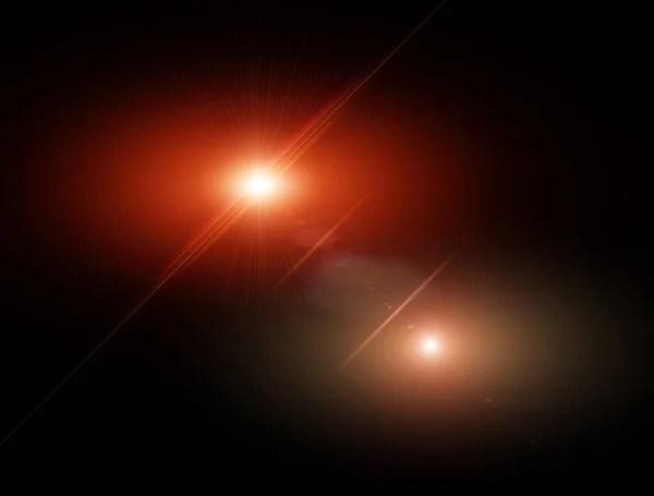 夜の光と星レンズ屈折効果 空の星天体 新しい太陽系を観察します サイエンスフィクションの背景 — ストック写真