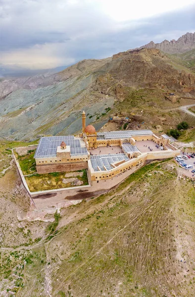 Aerial view of Ishak Pasha Palace is a semi-ruined palace and administrative complex located in the Dogubeyazit, Agri province of eastern Turkey. Ottoman, Persian, and Armenian architectural style
