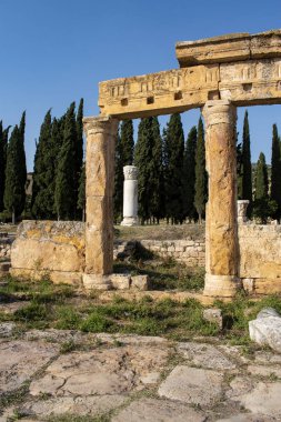 Türkiye: Frontinus Caddesi 'ndeki Latrine, Hierapolis (kutsal şehir) Roma şehrine ana cadde, Harabeleri Pamukkale yakınlarında olan klasik Frigya 'da kaplıcalarda bulunan antik şehir