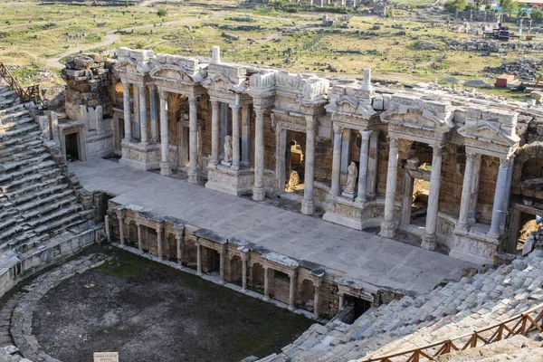 Turquia Vista Aérea Teatro Hierápolis Cidade Santa Construído Sob Reinado — Fotografia de Stock