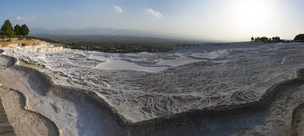 Turkije Luchtfoto Van Travertijnterrassen Van Pamukkale Cotton Castle Natuurlijke Plaats — Stockfoto