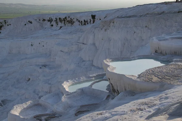 Turquía Vista Las Piscinas Calcio Las Terrazas Travertino Pamukkale Castillo —  Fotos de Stock