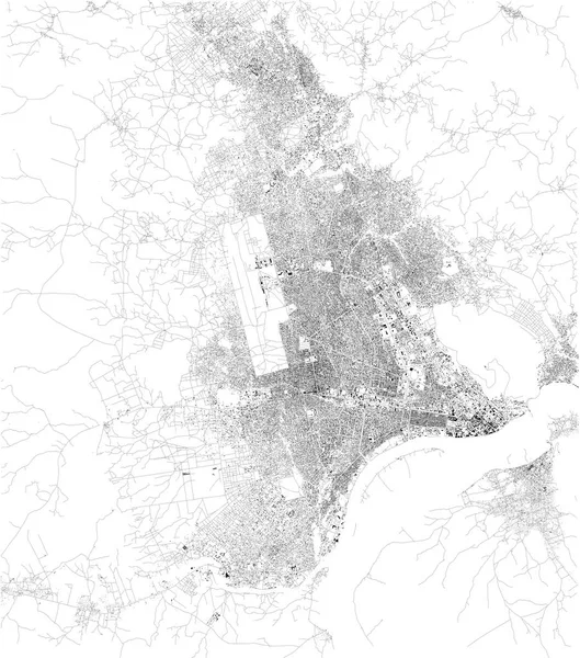 Mapa Satélite Bangui Capital Ciudad Más Grande República Centroafricana Mapa — Vector de stock