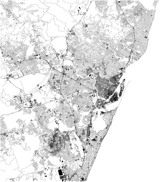 Mapa Satélite Recife Cuarta Aglomeración Urbana Más Grande Brasil Mapa — Vector de stock