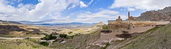 Aerial view of Ishak Pasha Palace, it is a semi-ruined palace and administrative complex located in the Dogubeyazit, Agri province of eastern Turkey. Ottoman, Persian, and Armenian architectural style