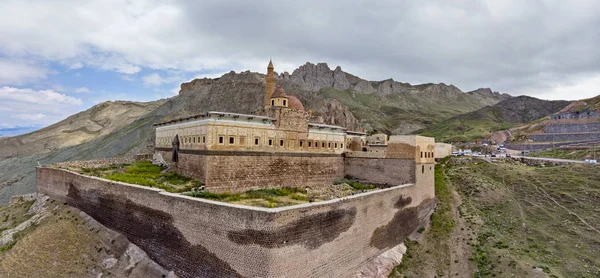 Aerial view of Ishak Pasha Palace, it is a semi-ruined palace and administrative complex located in the Dogubeyazit, Agri province of eastern Turkey. Ottoman, Persian, and Armenian architectural style