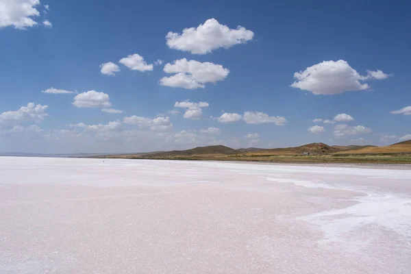 stock image Turkey, Central Anatolia Region: aerial view of the salt expanse of Lake Tuz, Tuz Golu, known as the Salt Lake, the second largest lake in Turkey and one of the largest hypersaline lakes in the world