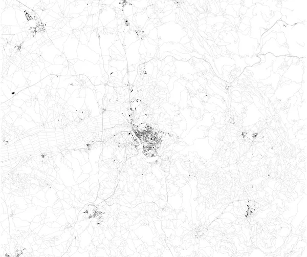 Mapa Satélite Coimbra Portugal Mapa Calles Edificios Del Centro Ciudad — Vector de stock