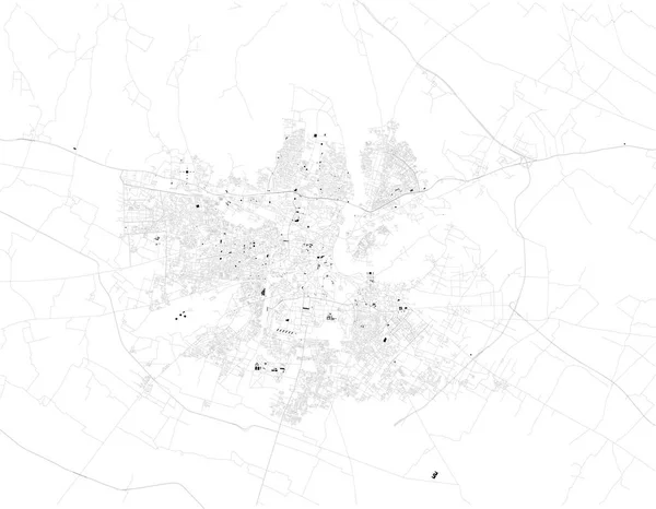 Mapa Satélite Agra Índia Uma Cidade Nas Margens Rio Yamuna — Vetor de Stock