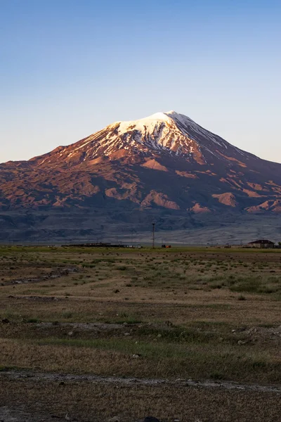 Turkey, Middle East: breathtaking sunset on Mount Ararat, Agri Dagi, the highest mountain in the extreme east of Turkey accepted in Christianity as the resting place of Noah\'s Ark, snow-capped and dormant compound volcano