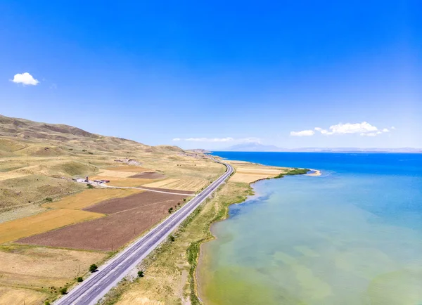 Vista Aérea Del Lago Van Lago Más Grande Turquía Encuentra —  Fotos de Stock