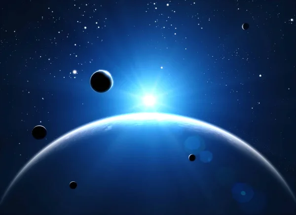 Exploración Nuevos Mundos Espacio Universo Nuevas Galaxias Planetas Contraluz Sistema —  Fotos de Stock