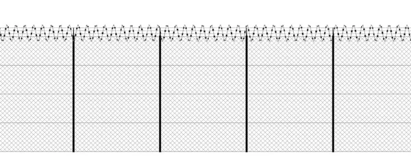 Колючий Дріт Паркан Вид Спереду Сітки Дроту Чорно Білий Білий — стокове фото