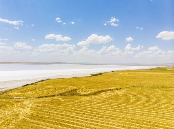 Vista Aérea Del Lago Tuz Tuz Golu Salt Lake Agua —  Fotos de Stock