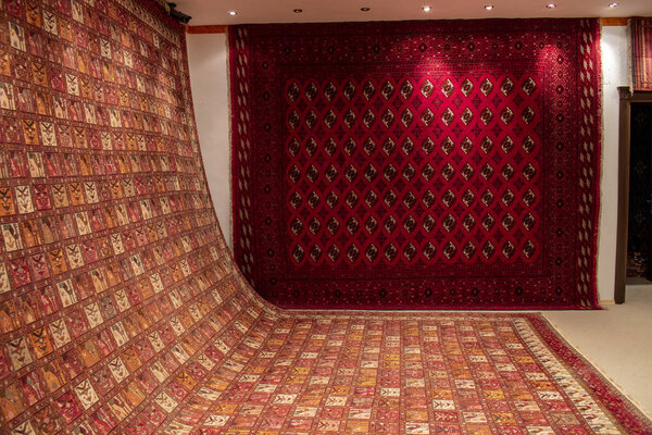 Turkey, Middle East: Turkish rugs hand knotted according to ancient tradition on display in a shop of Dogubayazt on the road to Mount Ararat, Agri Dagi, the resting place of Noah's Ark 