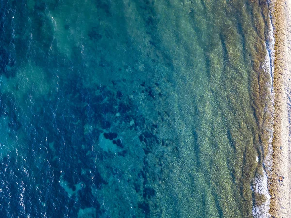 Flygfoto Över Havsbottnen Sedd Från Ovan Solnedgång Adriatiska Havet Montenegro — Stockfoto