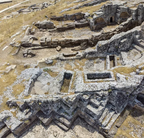 Vue Aérienne Des Ruines Pirin Perre Antik Kenti Une Petite — Photo