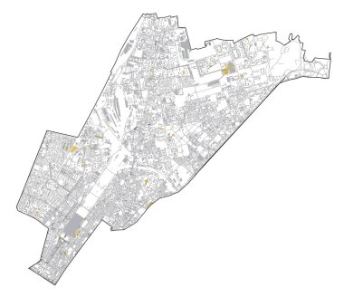 Milan 'ın uydu haritası, sokaklar ve 2 numaralı bölgenin binası, iki numaralı belediyeler. Lombardiya. İtalya