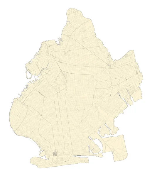 Satellietkaart Van New York City Brooklyn Usa Kaartwegen Ringwegen Snelwegen — Stockvector