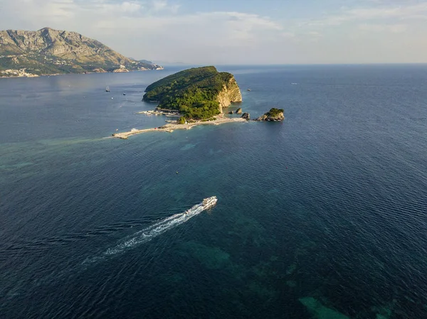 Aerial View Sveti Nikola Budva Island Montenegro Jagged Coasts Sheer — Stock Photo, Image