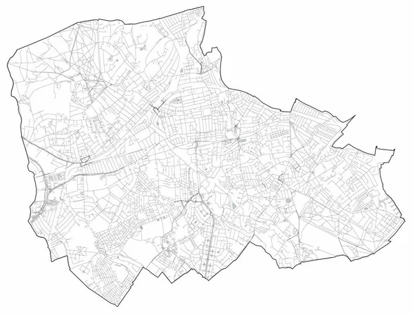 Londra semtlerinin uydu görüntüsü, Merton ilçesinin haritası ve sokakları. İngiltere