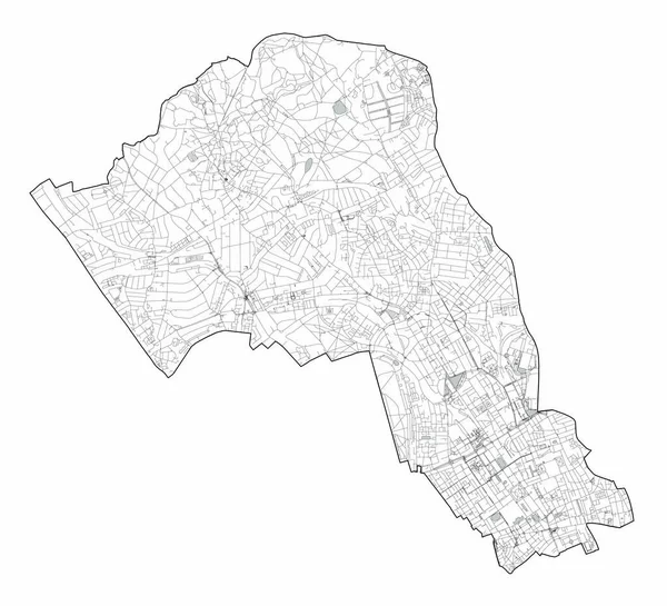 Satellietzicht Londense Stadsdelen Plattegronden Straten Van Camden Nederland — Stockvector