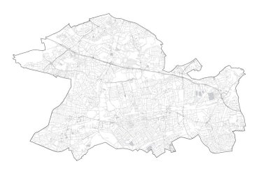 Londra semtlerinin uydu görüntüsü, Ealing ilçesinin haritası ve sokakları. İngiltere