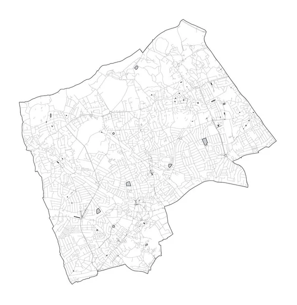 Vista Satélite Dos Bairros Londres Mapa Ruas Harrow Borough Inglaterra — Vetor de Stock