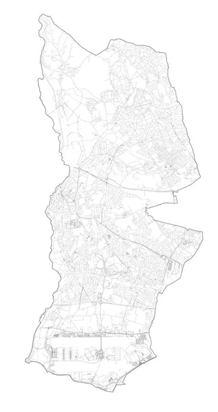 Vista satélite dos bairros de Londres, mapa e ruas do bairro de Hillingdon. Inglaterra — Vetor de Stock
