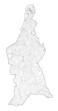 Londra semtlerinin uydu görüntüsü, Lambeth ilçesinin haritası ve sokakları. İngiltere