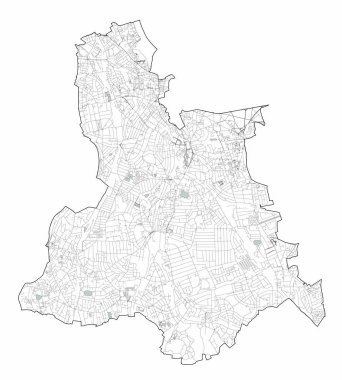 Londra semtlerinin uydu görüntüsü, Lewisham ilçesinin haritası ve sokakları. İngiltere
