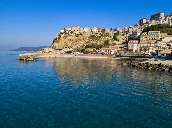 Pizzo Calabro Rıhtım Kale Calabria Talya Turizmi Deniz Kenarındaki Küçük — Stok fotoğraf